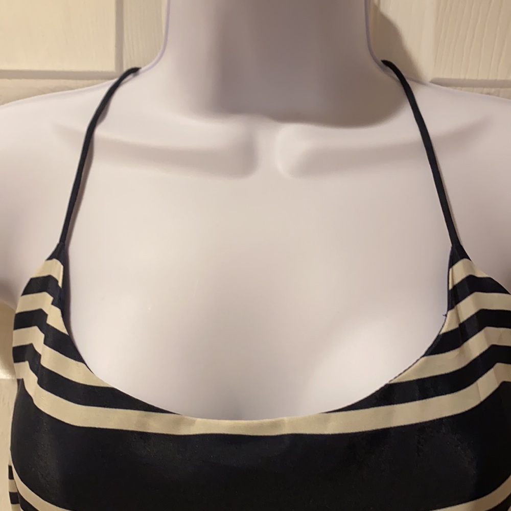 J. Crew Blouson Mini Dress in navy blue and white stripes straps 8 - Picture 3 of 16